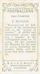 1933 Wills's Victorian Footballers (Small) #65 Jock McHale Back